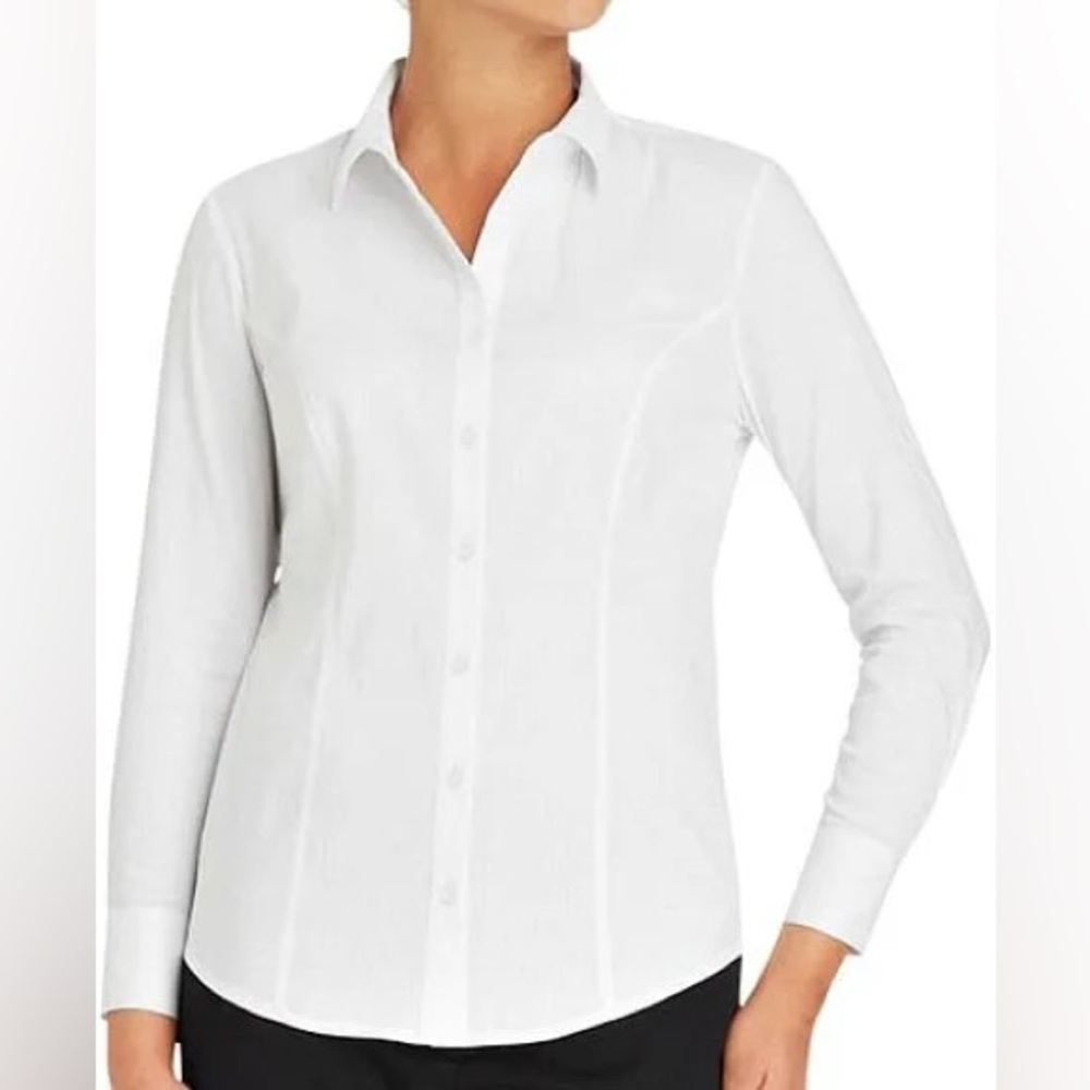 NWT George Arctic White Modern Fit Woven Button Down Shirt - small
